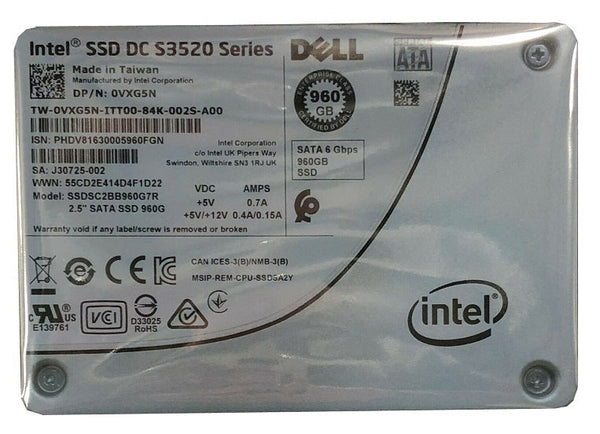 Dell VXG5N DC S3520 960Gb SATA-6Gbps 2.5-Inch Solid State Drive