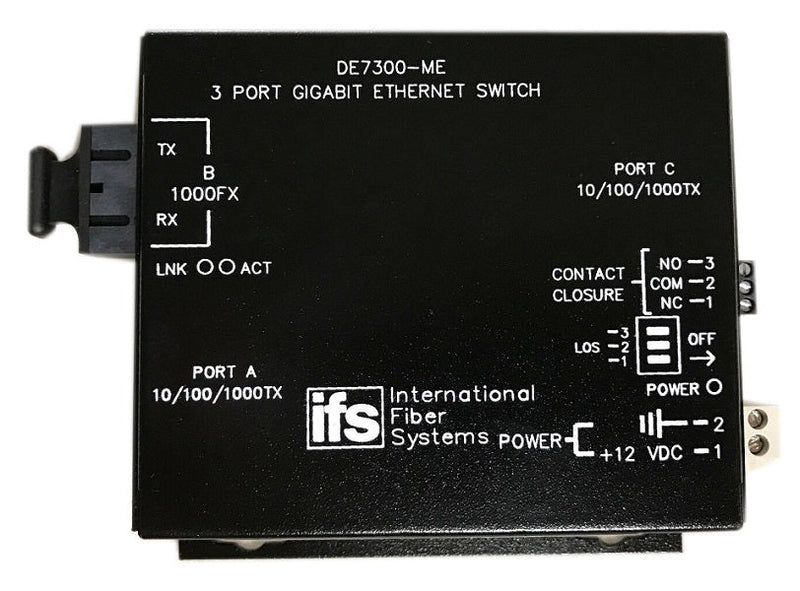GE Security DE7300-ME 3-Ports Dual Fiber Ethernet Gigabit Transceiver
