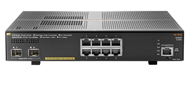 HP JL258A Aruba 2930F 8G PoE+ 2SFP+ 1U Rack Mount Network Switch