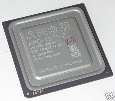 AMD K6-2/450AFX Series-AMD K6-2 450MHz 100MHz BUS Speed Socket-Super 7 32Kb L1 Cache Desktop Processor