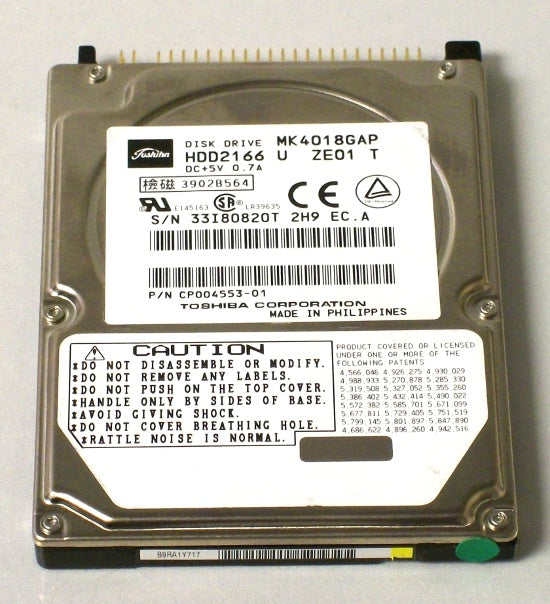 Toshiba MK4018GAP 40.0GB 4200 RPM 9.5MM Ultra DMA-100/ATA-5 IDE/EIDE Laptop Hard Drive