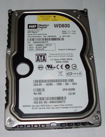 Western Digital RAPTOR WD800GD 80GB 10000RPM SATA-150 3.5" Hard Drive