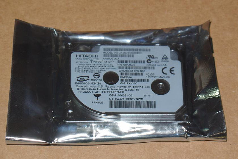 Hitachi 08K1592 Travelstar C4K60 40Gb ATA-7 1.8" Slim ZIF Hard Drive