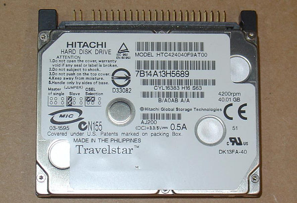 Hitachi Travelstar C4K40 40GB 1.8" 4200RPM 2MB ATA-5 IDE Hard Drive