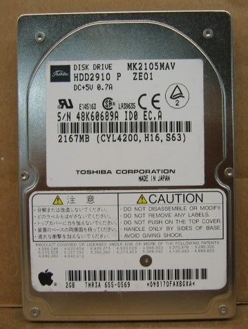 Toshiba 2.1GB 4200RPM 12mm 2.5Inch Hard Drive