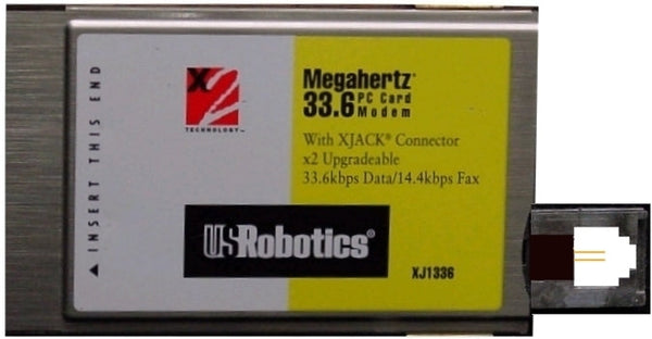 US Robotics XJ1336 Megahertz 33.6K PC Card Modem PCMCIA w/ X jack connector