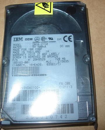 IBM Travelstar LP DBOA-2720 720MB 4000 RPM IDE 12.5MM 2.5" NoteBook Hard Drive