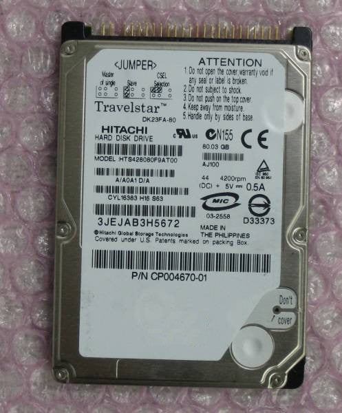 Hitachi Travelstar 4K80 DK23FA-80 80GB 4200RPM 8MB Ultra ATA-100 2.5" Notebook Hard Drive