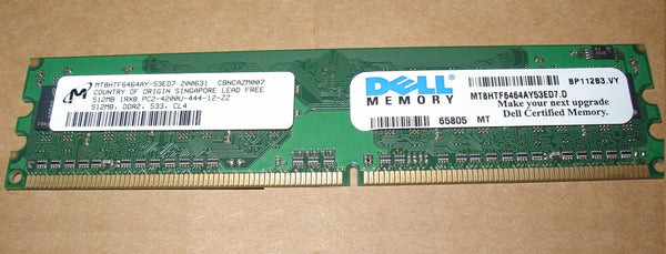 Micron / DELL MT8HTF6464AY-53ED7 512MB (1X512MB) PC2-4200 Non-ECC DDR2 UDIMM Memory Module