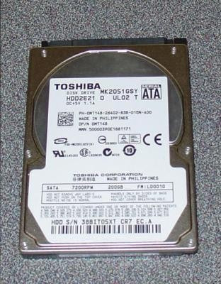 Toshiba MK2051GSY 200GB 7200RPM 16MB SATA II 9.5MM 2.5" Notebook Hard Drive HDD2E21