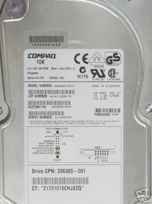 Compaq HD00431731 4.3 GB 10K RPM Ultra Wide SCSI-3 80-PIN 3.5" Hard Drive