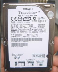 Hitachi Travelstar 5K100 13G1581 20GB 5400RPM 8MB ATA-100 IDE 2.5" 9.5MM Laptop Hard Drive