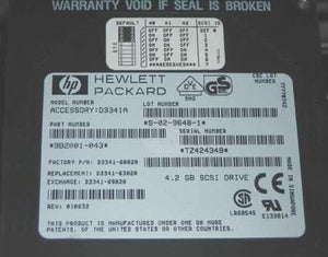 Hewlett Packard D3341A 4.2GB 5400RPM SCSI-2 Fast 50PIN 3.5" HH (1.2") Hard Drive