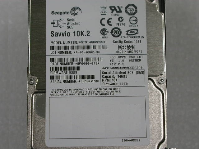 Seagate SAVVIO 10K.2 ST9146802SS 146GB 10KRPM Serial Attached SCSI (SAS) 2.5" Internal Hard Drive