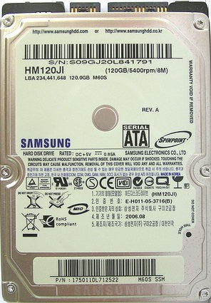 Samsung Spinpoint M60 HM120JI 120GB 5400RPM 8MB SATA-150 2.5" Laptop Hard Drive
