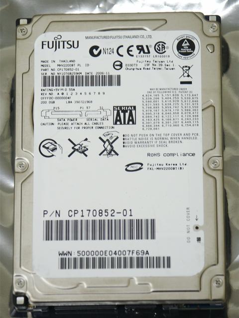 Fujitsu MHV2200BT 200GB 4200RPM 8MB SATA-150 2.5" Laptop Hard Drive
