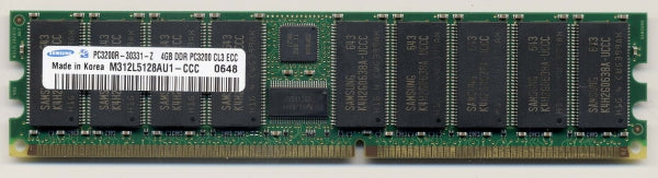 Samsung M312L5128AU1-CCC 4GB 184-PIN PC3200 CL3 3CC 256x4 Registered ECC DDR DIMM Memory