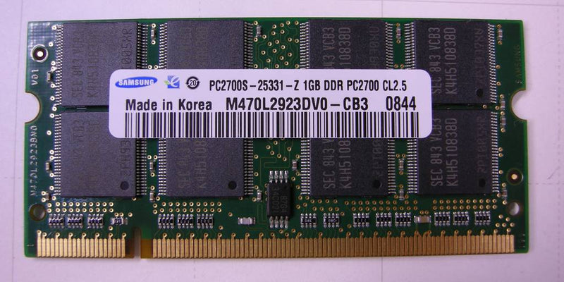 Samsung M470L2923DV0-CB3 1GB 200-PIN PC2700 16C 64x8 DDR SoDIMM Memory