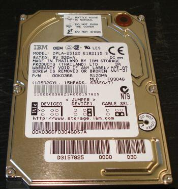 IBM Travelstar 5GS DPLA-25120 5.12GB 4900RPM 512KB Buffer ATA-33 2.5" Hard Drive