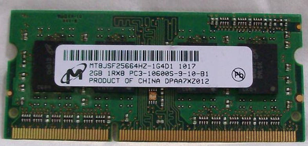Micron MT8JSF25664HZ-1G4D1 2GB PC3-10600 DDR3 non-ECC 204-Pin SoDimm Memory Module