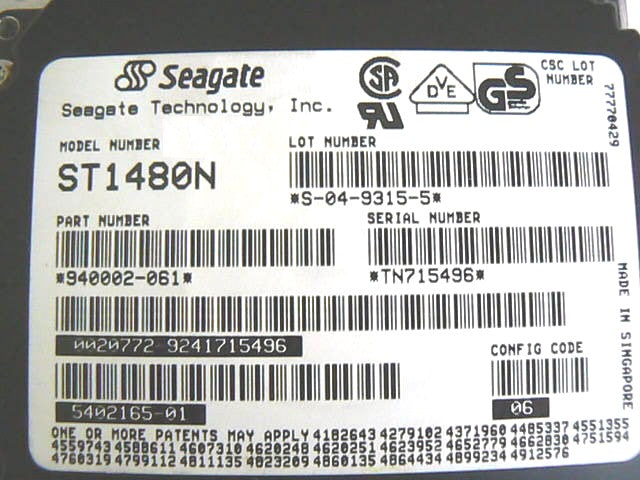 Seagate LEGACY ST1480N 426MB 4400RPM 64KB Fast SCSI 50-PIN 3.5' HH Hard Drive