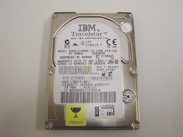 IBM DARA-218000 / 07N3661 18.14GB 4200RPM ATA IDE 2.5-Inch Internal 12.5MM Notebook Hard Drive