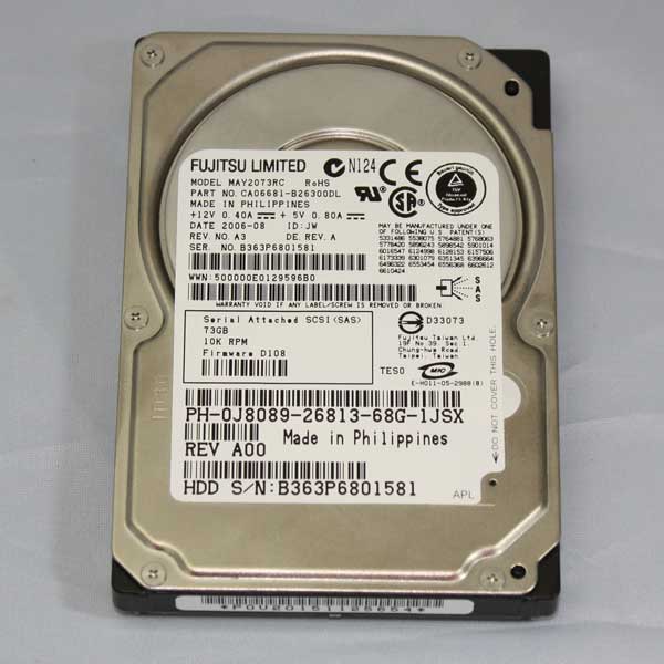 Dell J8089 / 0J8089 73GB 10KRPM Serial Attached SCSI (SAS) 2.5" Hot-Plug Hard Drive