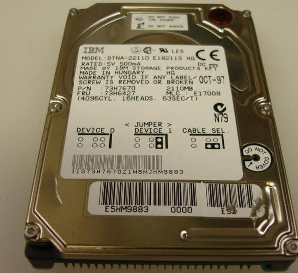 IBM DTNA-22110 2.1GB 4200RPM IDE 2.5" Hard Drive