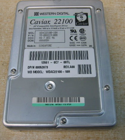 Western Digital Caviar WDAC22100-18H 2.1GB 5200RPM IDE 3.5' Hard Drive