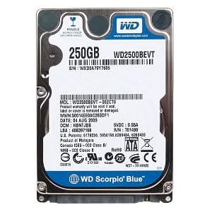WD Scorpio Blue WD2500BEVT 250GB 5400RPM 8MB Cache SATA 3.0GB/S 2.5" Internal Hard Drive