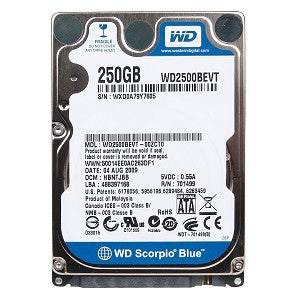 WD Scorpio Blue WD2500BEVT 250GB 5400RPM 8MB Cache SATA 3.0GB/S 2.5" Internal Hard Drive
