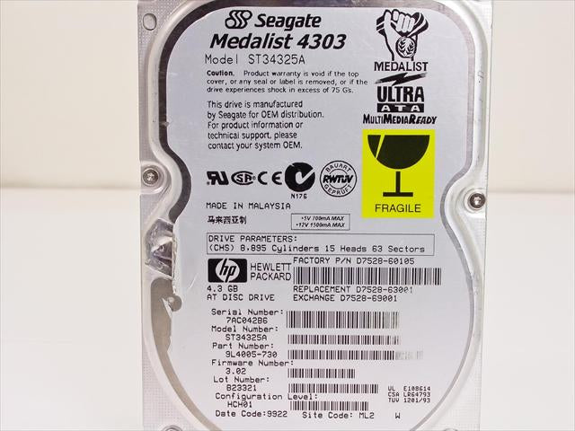 Hewlett Packard 4.30GB 5400Rpm IDE Ultra ATA-66 3.5-Inch Internal Desktop Hard Drive (D7528-60105)