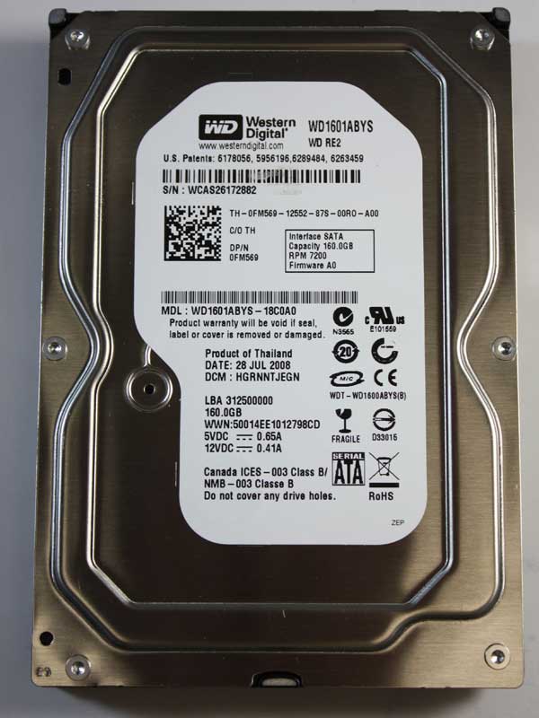 Western Digital RE2 WD1601ABYS 160GB 7200RPM 16MB SATA-300 3.5" Hard Drive