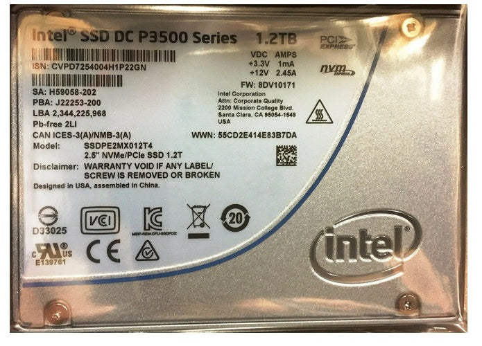 Intel SSDPE2MX012T410 DC-P3500 1.20Tb PCI-Express 3.0 2.5-Inch Solid State Drive