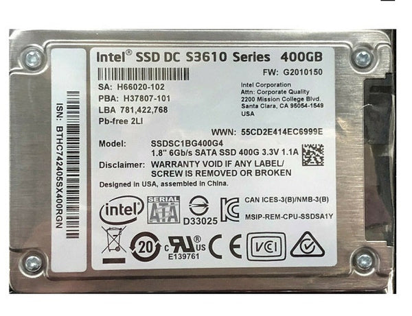 Intel SSDSC1BG400G401 DC S3610 400Gb SATA 6Gbps 1.8-Inch MLC Solid State Drive