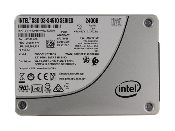 Intel Solid State Drive DC D3-S4510 240Gb SATA-III 6.0Gbps 2.5-Inch TLC SSDSC2KB240G801