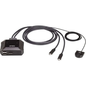 Aten US3312 2-Port 4K DisplayPort USB-C Cable KVM Switch