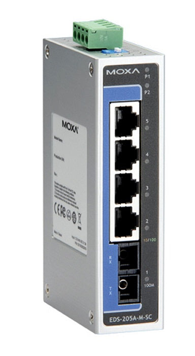 Moxa EDS-205A-M-SC 5-Ports Single Multi-Mode Fiber SC port Unmanaged Ethernet Switch