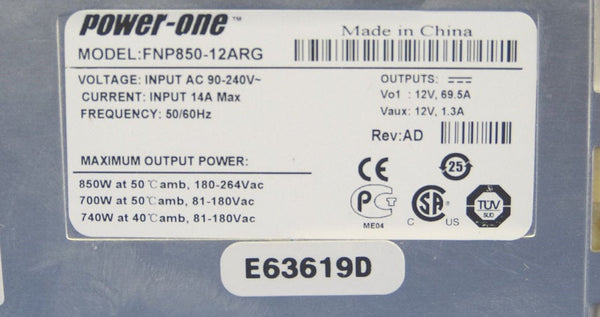 Power One FNP850-12ARG 850Watts 90-240Volts AC 14Amp 50-60Hz 1U Power Supply Unit