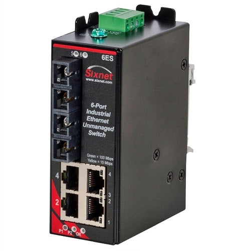 Sixnet SLX-6ES-5SC Red Lion 6-Ports Unmanaged Industrial Singlemode Fiber Ethernet Switch
