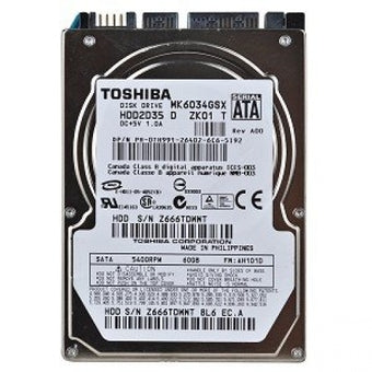 Toshiba MK6034GSX 60GB 5400 RPM SATA-150 8MB 2.5" Notebook Hard Drive HDD2D35