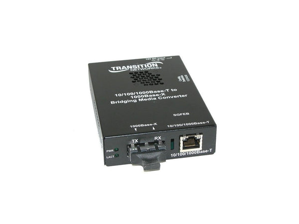 Transition Networks Media Converter RJ-45-10/100/1000Base-T Wall Mountable Ethernet SGFEB1014-120