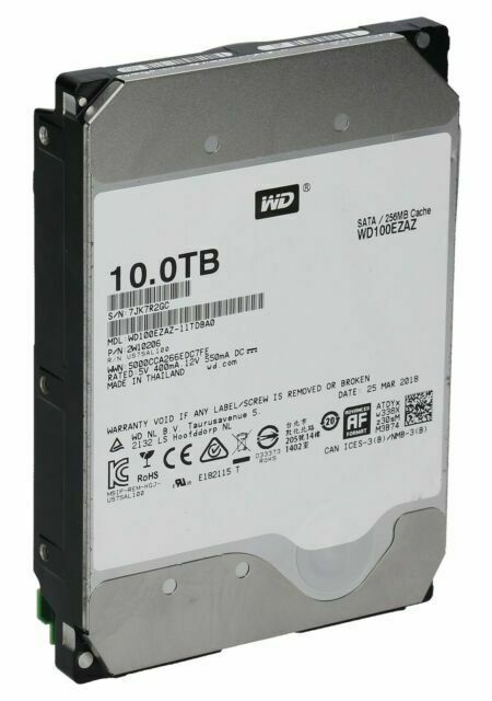 Western Digital WD100EZAZ 10Tb 5400RPM 256Mb SATA 6Gbps 3.5-Inch Hard Drive